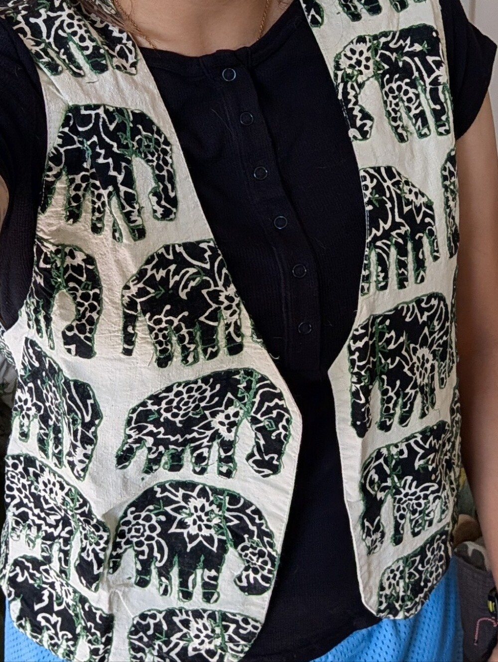 Black & White Elephant Print Vest